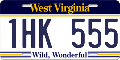 WV license plate 1HK555