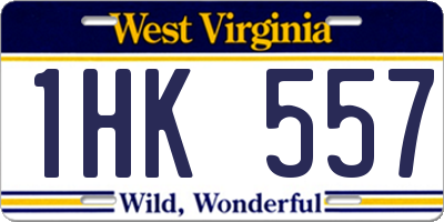 WV license plate 1HK557