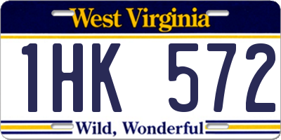 WV license plate 1HK572