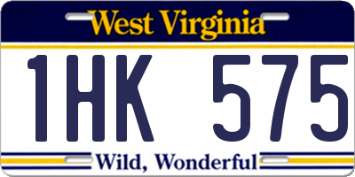 WV license plate 1HK575