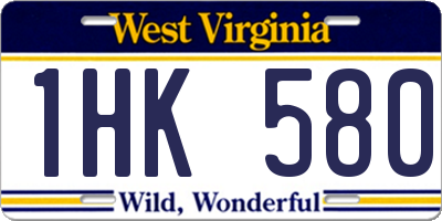 WV license plate 1HK580