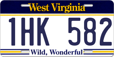 WV license plate 1HK582