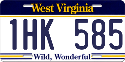 WV license plate 1HK585