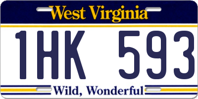 WV license plate 1HK593