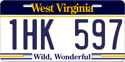 WV license plate 1HK597