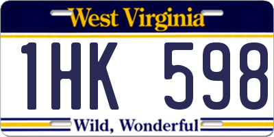 WV license plate 1HK598