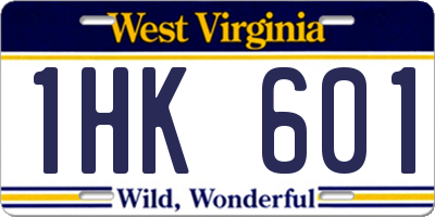 WV license plate 1HK601