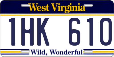 WV license plate 1HK610