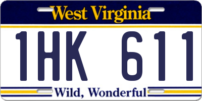 WV license plate 1HK611