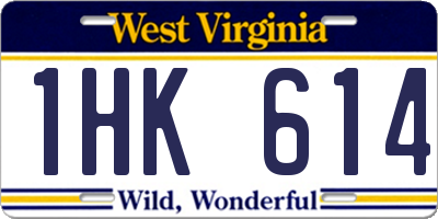 WV license plate 1HK614