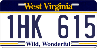 WV license plate 1HK615