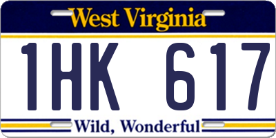 WV license plate 1HK617