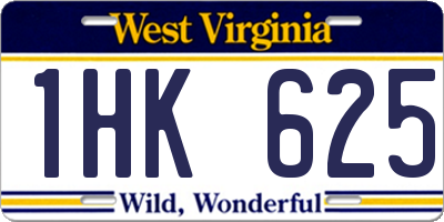 WV license plate 1HK625