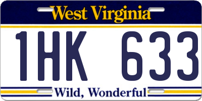 WV license plate 1HK633