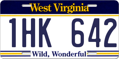 WV license plate 1HK642