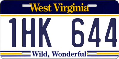 WV license plate 1HK644
