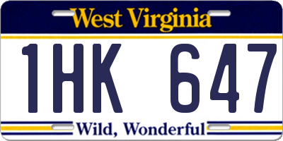 WV license plate 1HK647