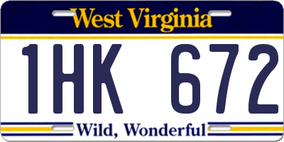 WV license plate 1HK672