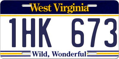 WV license plate 1HK673