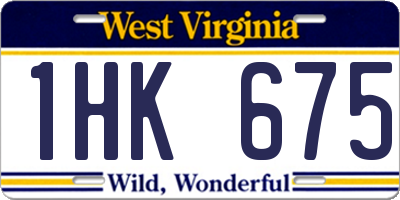 WV license plate 1HK675