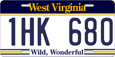 WV license plate 1HK680