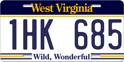 WV license plate 1HK685