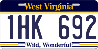 WV license plate 1HK692