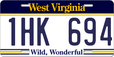 WV license plate 1HK694