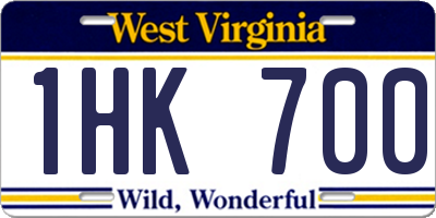 WV license plate 1HK700