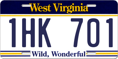 WV license plate 1HK701
