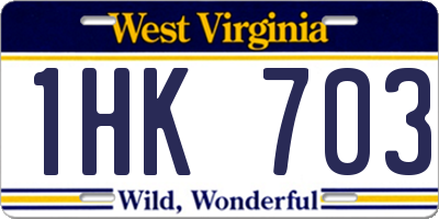 WV license plate 1HK703
