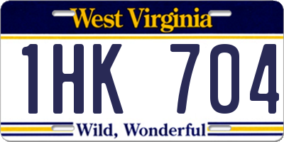 WV license plate 1HK704