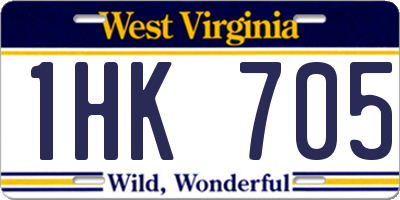 WV license plate 1HK705