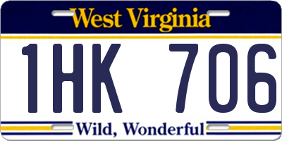 WV license plate 1HK706