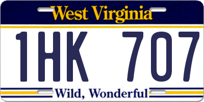 WV license plate 1HK707