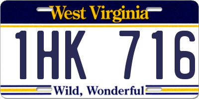 WV license plate 1HK716