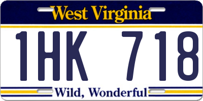 WV license plate 1HK718