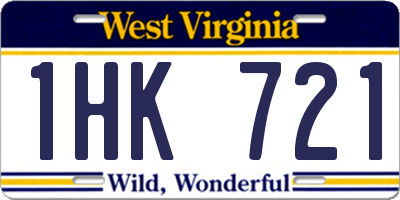 WV license plate 1HK721