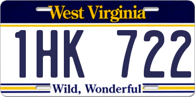 WV license plate 1HK722