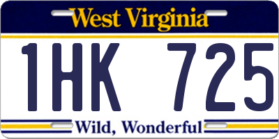 WV license plate 1HK725
