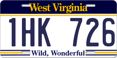 WV license plate 1HK726