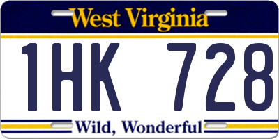 WV license plate 1HK728