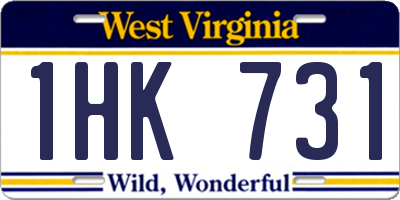 WV license plate 1HK731