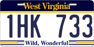 WV license plate 1HK733