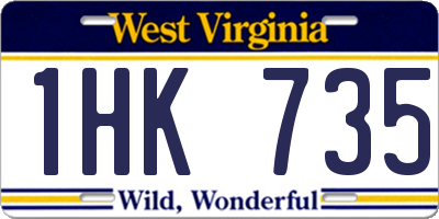 WV license plate 1HK735