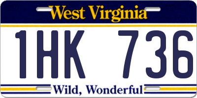 WV license plate 1HK736