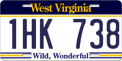 WV license plate 1HK738