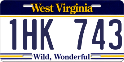 WV license plate 1HK743