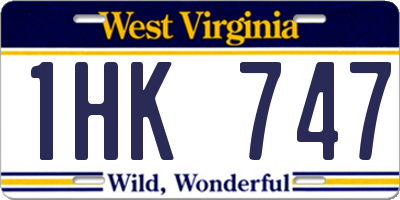WV license plate 1HK747