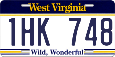 WV license plate 1HK748